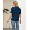 image:imageZeagoo Cable Short Sleeve Sweaters for Women Summer Spring Cute Tops 2026 Trendy Business Causal Outfits Work Blouses ClothesDark Blue