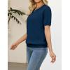 image:imageZeagoo Cable Short Sleeve Sweaters for Women Summer Spring Cute Tops 2026 Trendy Business Causal Outfits Work Blouses ClothesDark Blue