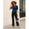image:imageZeagoo Cable Short Sleeve Sweaters for Women Summer Spring Cute Tops 2026 Trendy Business Causal Outfits Work Blouses ClothesDark Blue