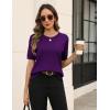 image:imageZeagoo Cable Short Sleeve Sweaters for Women Summer Spring Cute Tops 2026 Trendy Business Causal Outfits Work Blouses ClothesDark Purple