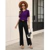 image:imageZeagoo Cable Short Sleeve Sweaters for Women Summer Spring Cute Tops 2026 Trendy Business Causal Outfits Work Blouses ClothesDark Purple