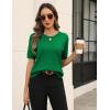 image:imageZeagoo Cable Short Sleeve Sweaters for Women Summer Spring Cute Tops 2026 Trendy Business Causal Outfits Work Blouses ClothesGreen