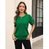 image:imageZeagoo Cable Short Sleeve Sweaters for Women Summer Spring Cute Tops 2026 Trendy Business Causal Outfits Work Blouses ClothesGreen