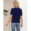 image:imageZeagoo Cable Short Sleeve Sweaters for Women Summer Spring Cute Tops 2026 Trendy Business Causal Outfits Work Blouses ClothesNavy Blue White Stripe