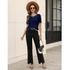 image:imageZeagoo Cable Short Sleeve Sweaters for Women Summer Spring Cute Tops 2026 Trendy Business Causal Outfits Work Blouses ClothesNavy Blue White Stripe