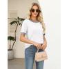 image:imageZeagoo Cable Short Sleeve Sweaters for Women Summer Spring Cute Tops 2026 Trendy Business Causal Outfits Work Blouses ClothesWhite Color Block