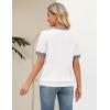 image:imageZeagoo Cable Short Sleeve Sweaters for Women Summer Spring Cute Tops 2026 Trendy Business Causal Outfits Work Blouses ClothesWhite Color Block
