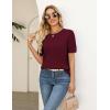 image:imageZeagoo Cable Short Sleeve Sweaters for Women Summer Spring Cute Tops 2026 Trendy Business Causal Outfits Work Blouses ClothesWine Red