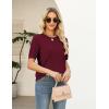 image:imageZeagoo Cable Short Sleeve Sweaters for Women Summer Spring Cute Tops 2026 Trendy Business Causal Outfits Work Blouses ClothesWine Red