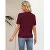image:imageZeagoo Cable Short Sleeve Sweaters for Women Summer Spring Cute Tops 2026 Trendy Business Causal Outfits Work Blouses ClothesWine Red