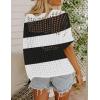 image:imageZeagoo Short Sleeve Crochet Sweater Lightweight Summer Tops Loose Hollow Out Crewneck PulloverBlack White Stripes