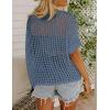 image:imageZeagoo Short Sleeve Crochet Sweater Lightweight Summer Tops Loose Hollow Out Crewneck PulloverBlue