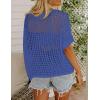 image:imageZeagoo Short Sleeve Crochet Sweater Lightweight Summer Tops Loose Hollow Out Crewneck PulloverSky Blue