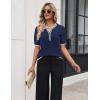 image:imageZeagoo Womens Short Sleeve Sweater 2026 Spring Summer Tops Lightweight Casual V Neck Sweaters Dressy Work Blouses ClothesNavy Blue