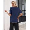 image:imageZeagoo Womens Short Sleeve Sweater 2026 Spring Summer Tops Lightweight Casual V Neck Sweaters Dressy Work Blouses ClothesNavy Blue