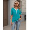 image:imageZeagoo Womens Short Sleeve Sweater 2026 Spring Summer Tops Lightweight Casual V Neck Sweaters Dressy Work Blouses ClothesPeacock Blue