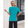 image:imageZeagoo Womens Short Sleeve Sweater 2026 Spring Summer Tops Lightweight Casual V Neck Sweaters Dressy Work Blouses ClothesPeacock Blue