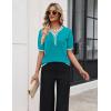 image:imageZeagoo Womens Short Sleeve Sweater 2026 Spring Summer Tops Lightweight Casual V Neck Sweaters Dressy Work Blouses ClothesPeacock Blue
