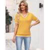 image:imageZeagoo Womens Short Sleeve Sweater 2026 Spring Summer V Neck Lightweight Tops Dressy Blouses Business Casual OutfitsYellow