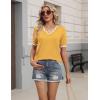 image:imageZeagoo Womens Short Sleeve Sweater 2026 Spring Summer V Neck Lightweight Tops Dressy Blouses Business Casual OutfitsYellow