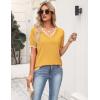 image:imageZeagoo Womens Short Sleeve Sweater 2026 Spring Summer V Neck Lightweight Tops Dressy Blouses Business Casual OutfitsYellow