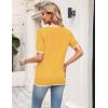image:imageZeagoo Womens Short Sleeve Sweater 2026 Spring Summer V Neck Lightweight Tops Dressy Blouses Business Casual OutfitsYellow