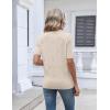 image:imageZeagoo Womens Short Sleeve Sweater 2026 Summer V Neck Lightweight Sweater Tops Dressy Ribbed Knit Outfits with ButtonsBeige