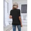 image:imageZeagoo Womens Short Sleeve Sweater 2026 Summer V Neck Lightweight Sweater Tops Dressy Ribbed Knit Outfits with ButtonsBlack