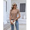 image:imageZeagoo Womens Short Sleeve Sweater 2026 Summer V Neck Lightweight Sweater Tops Dressy Ribbed Knit Outfits with ButtonsKhaki