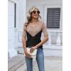 image:imageZeagoo Womens Short Sleeve Sweater 2026 Summer V Neck Lightweight Sweater Tops Dressy Ribbed Knit Outfits with ButtonsKhakiblack