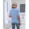 image:imageZeagoo Womens Short Sleeve Sweater 2026 Summer V Neck Lightweight Sweater Tops Dressy Ribbed Knit Outfits with ButtonsLight Blue