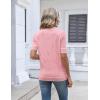 image:imageZeagoo Womens Short Sleeve Sweater 2026 Summer V Neck Lightweight Sweater Tops Dressy Ribbed Knit Outfits with ButtonsPinkwhite