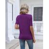 image:imageZeagoo Womens Short Sleeve Sweater 2026 Summer V Neck Lightweight Sweater Tops Dressy Ribbed Knit Outfits with ButtonsPurple