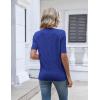 image:imageZeagoo Womens Short Sleeve Sweater 2026 Summer V Neck Lightweight Sweater Tops Dressy Ribbed Knit Outfits with ButtonsRoyal Blue
