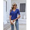 image:imageZeagoo Womens Short Sleeve Sweater 2026 Summer V Neck Lightweight Sweater Tops Dressy Ribbed Knit Outfits with ButtonsRoyal Blue