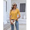 image:imageZeagoo Womens Short Sleeve Sweater 2026 Summer V Neck Lightweight Sweater Tops Dressy Ribbed Knit Outfits with ButtonsYellow