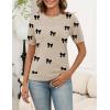 image:imageZeagoo Womens Short Sleeve Sweater Tops 2026 Spring Summer Crew Neck Hollow Out Blouses Dressy Business Casual OutfitsBlack Bow