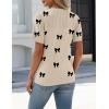 image:imageZeagoo Womens Short Sleeve Sweater Tops 2026 Spring Summer Crew Neck Hollow Out Blouses Dressy Business Casual OutfitsBlack Bow