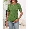 image:imageZeagoo Womens Short Sleeve Sweater Tops 2026 Spring Summer Crew Neck Hollow Out Blouses Dressy Business Casual OutfitsGreen Polka Dots