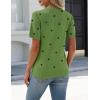 image:imageZeagoo Womens Short Sleeve Sweater Tops 2026 Spring Summer Crew Neck Hollow Out Blouses Dressy Business Casual OutfitsGreen Polka Dots