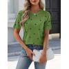 image:imageZeagoo Womens Short Sleeve Sweater Tops 2026 Spring Summer Crew Neck Hollow Out Blouses Dressy Business Casual OutfitsGreen Polka Dots