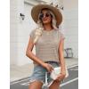 image:imageZeagoo Womens Spring Summer Crochet Tops Cap Sleeve Sweater Vest Hollow Out Pullover Shirts Beach Vacation ClothesBeige