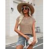 image:imageZeagoo Womens Spring Summer Crochet Tops Cap Sleeve Sweater Vest Hollow Out Pullover Shirts Beach Vacation ClothesKhaki