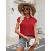 image:imageZeagoo Womens Spring Summer Crochet Tops Cap Sleeve Sweater Vest Hollow Out Pullover Shirts Beach Vacation ClothesRed
