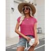 image:imageZeagoo Womens Spring Summer Crochet Tops Cap Sleeve Sweater Vest Hollow Out Pullover Shirts Beach Vacation ClothesRose Red