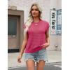 image:imageZeagoo Womens Spring Summer Crochet Tops Cap Sleeve Sweater Vest Hollow Out Pullover Shirts Beach Vacation ClothesRose Red