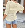 image:imageZeagoo Womens Summer Tops Crochet Sweaters Resort Wear 34 Sleeve Hollow Out Knit Tops 2026 Beach CoverupApricot