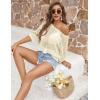 image:imageZeagoo Womens Summer Tops Crochet Sweaters Resort Wear 34 Sleeve Hollow Out Knit Tops 2026 Beach CoverupApricot