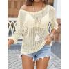 image:imageZeagoo Womens Summer Tops Crochet Sweaters Resort Wear 34 Sleeve Hollow Out Knit Tops 2026 Beach CoverupApricot