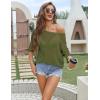 image:imageZeagoo Womens Summer Tops Crochet Sweaters Resort Wear 34 Sleeve Hollow Out Knit Tops 2026 Beach CoverupArmy Green